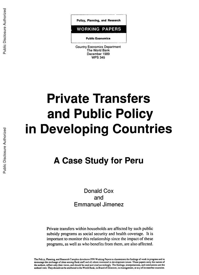 PDF) Private Transfers and Public Policy in Developing Countries ...