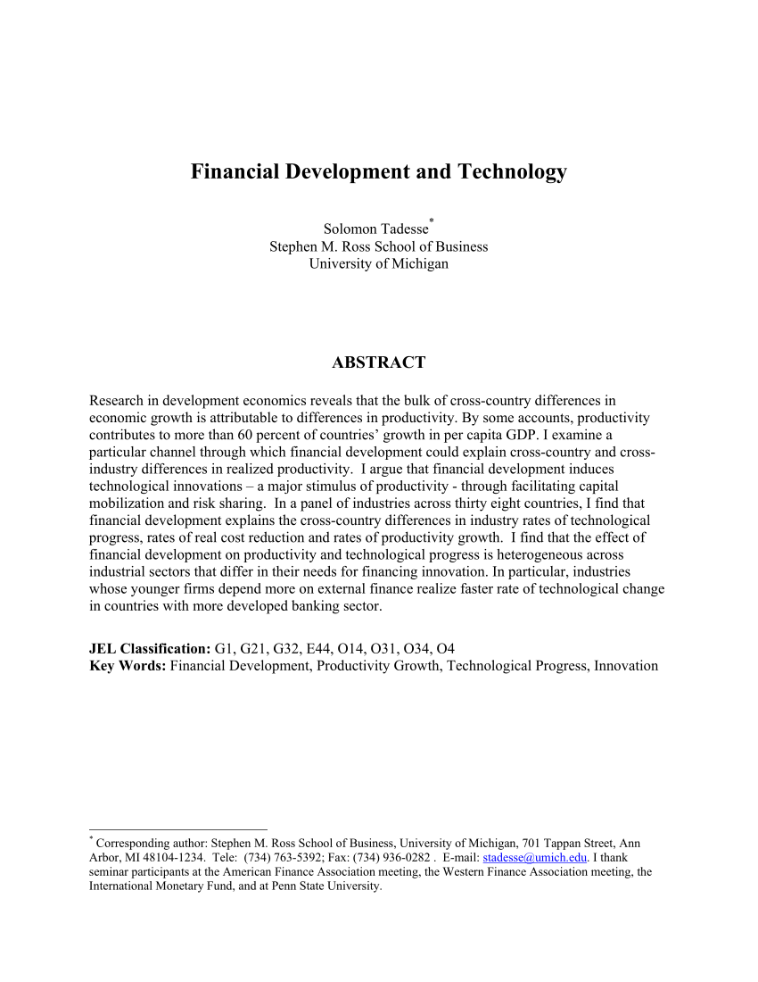 research paper on financial development