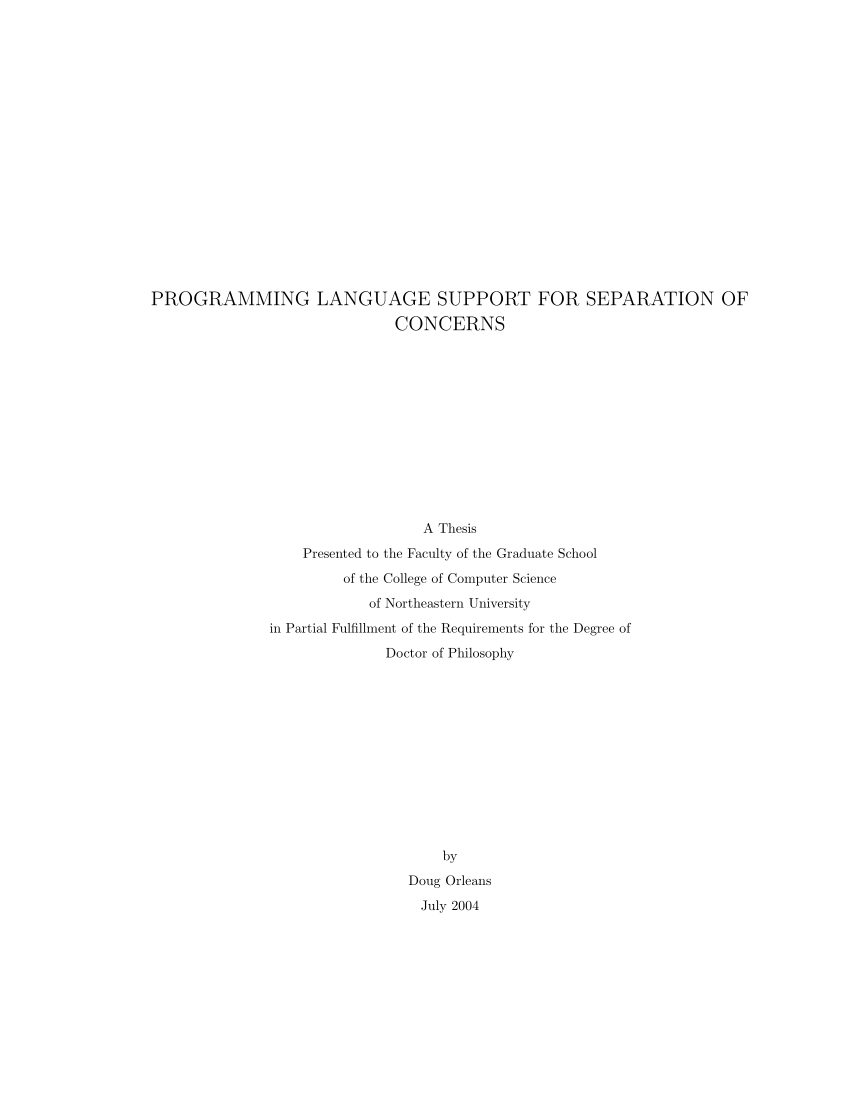 (PDF) Ph.D. Thesis Proposal: Programming Language Support For ...