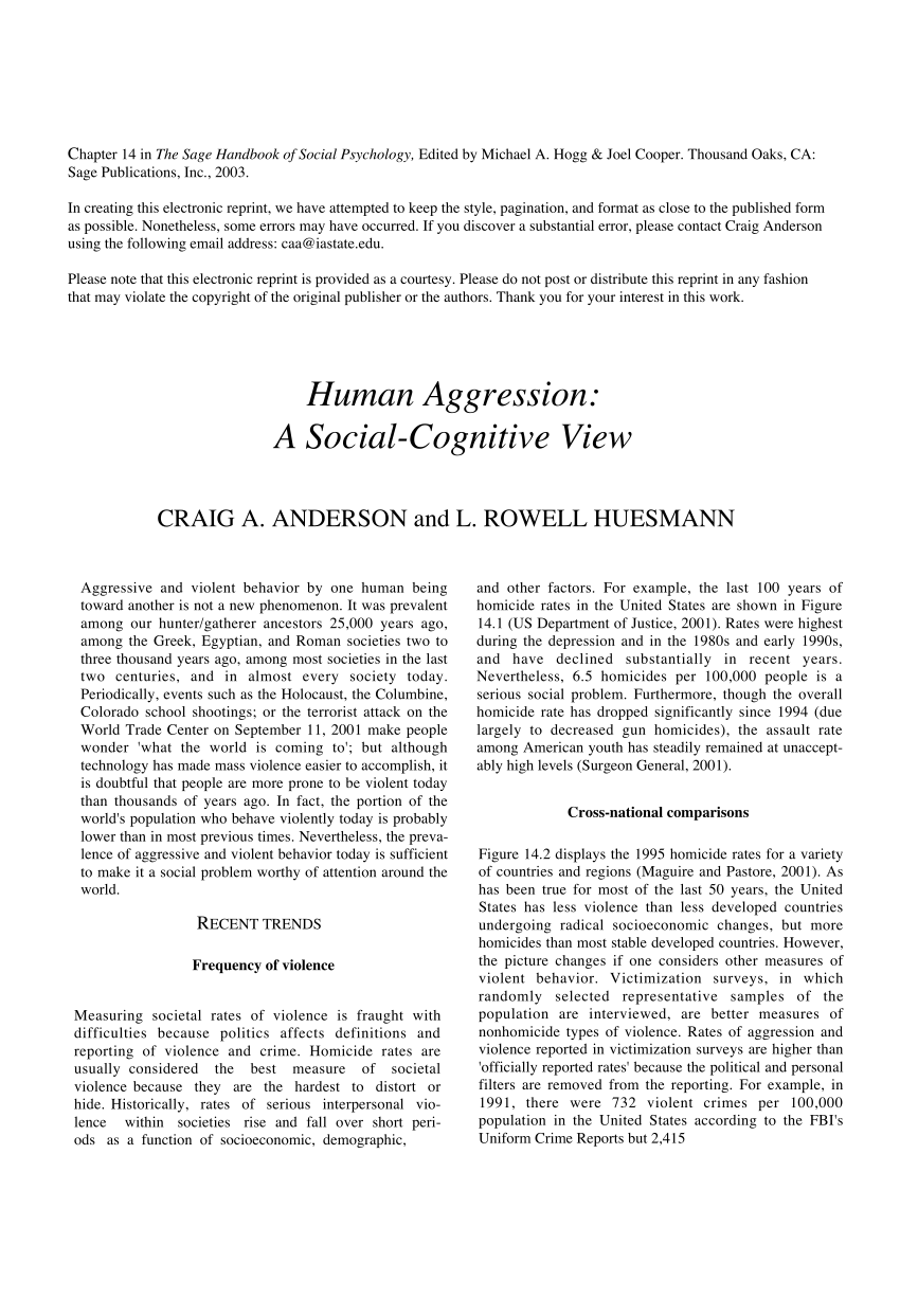 research articles on aggression pdf