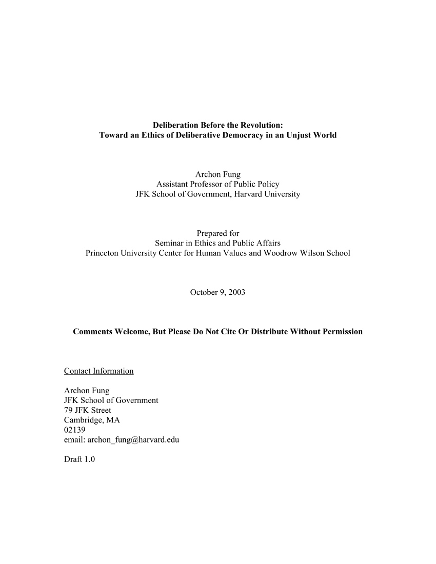 Participation, Activism, and Politics: The Porto Alegre Experiment and  Deliberative Democratic Theory - GIANPAOLO BAIOCCHI, 2001