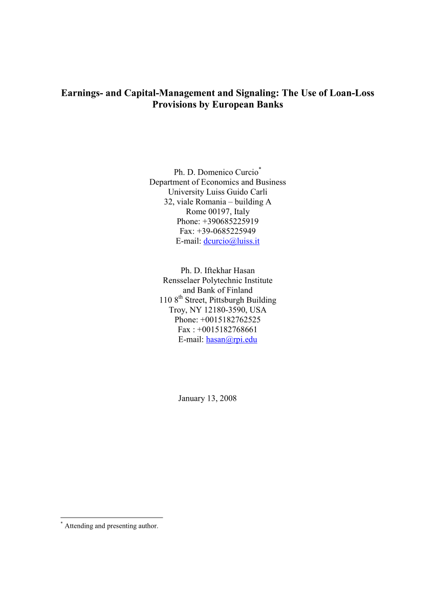 Pdf Earnings And Capital Management And Signaling The Use Of