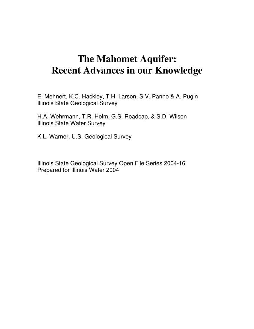 Pdf The Mahomet Aquifer Recent Advances In Our Knowledge