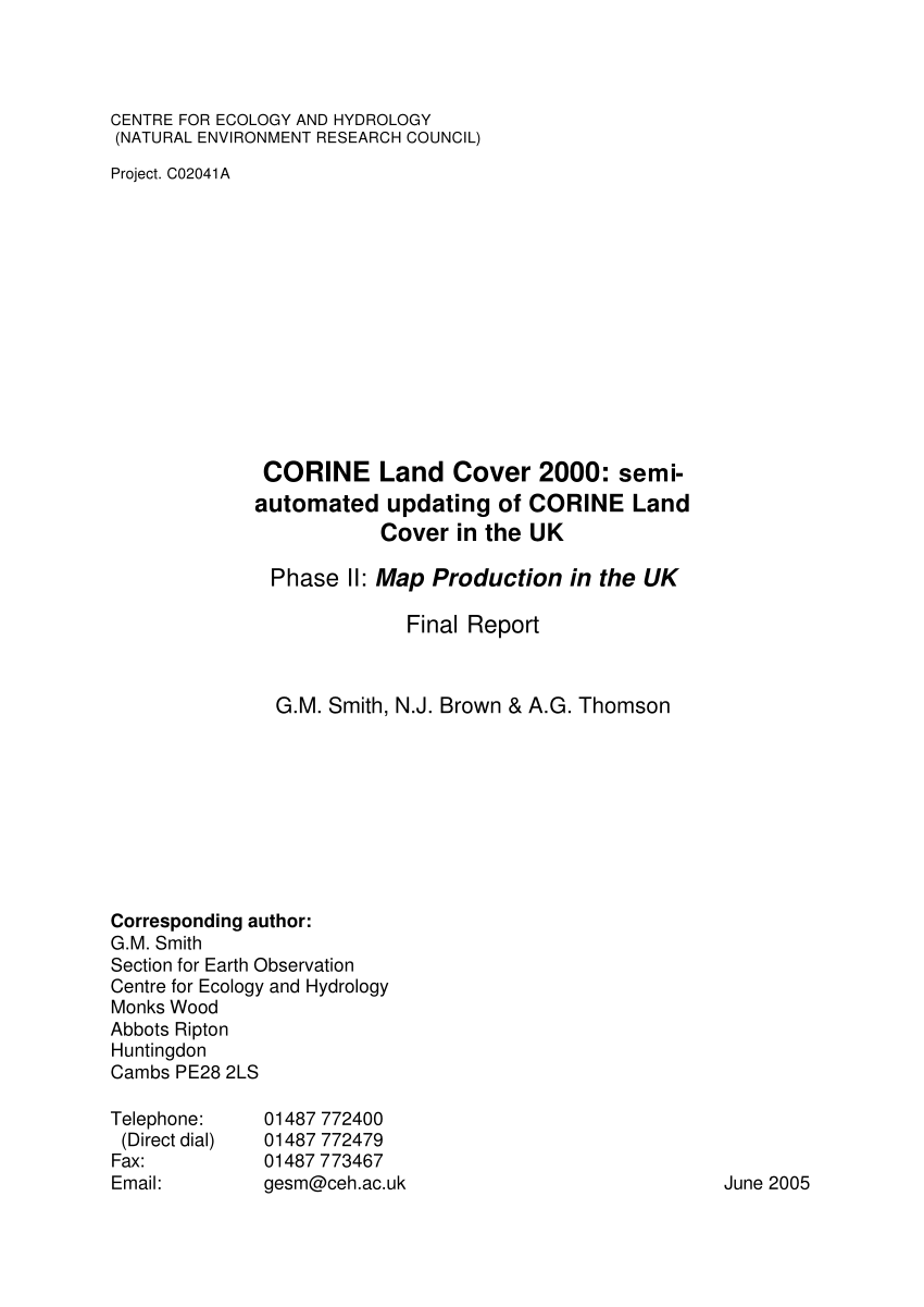 PDF) CORINE Land Cover 2000: semi- automated updating of CORINE ...