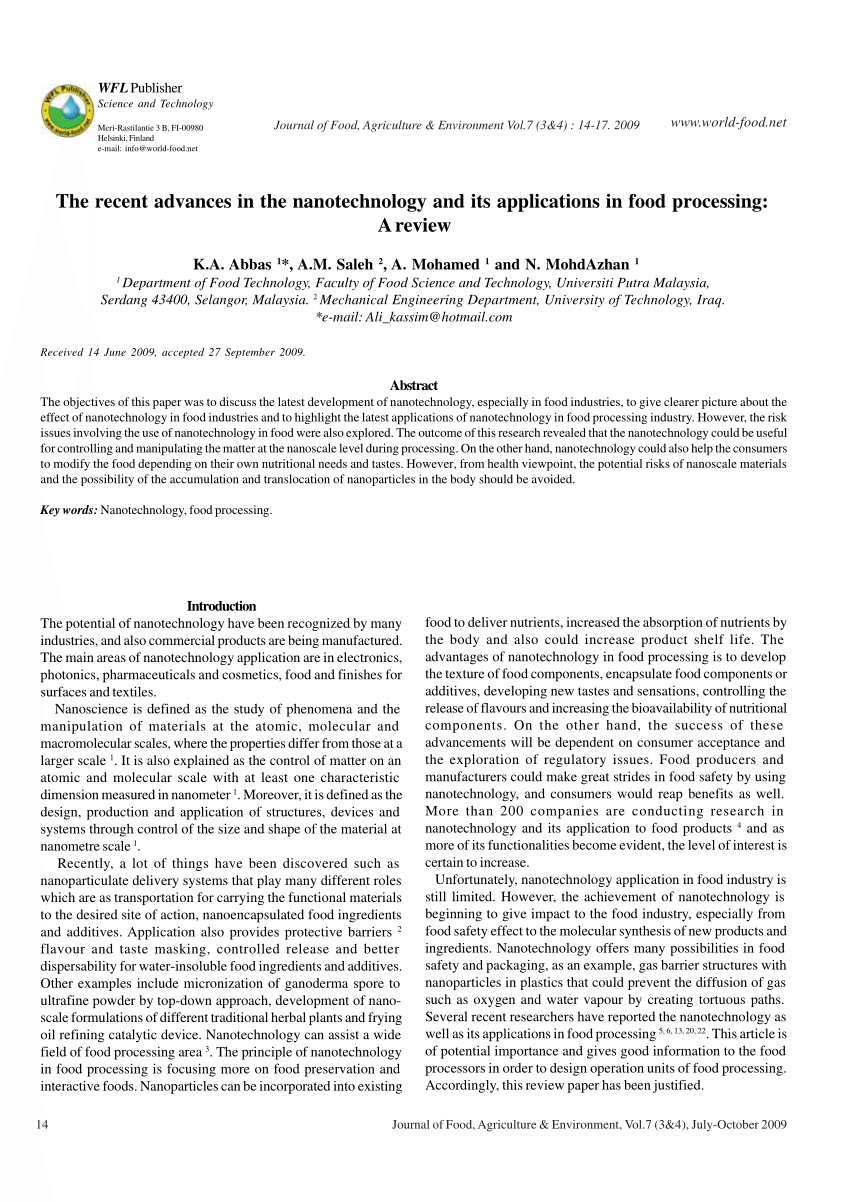 recent research paper in nanotechnology