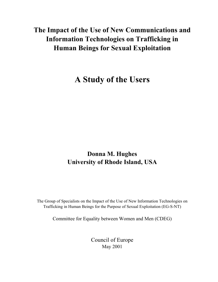 PDF) The Impact of the Use of New Communications and Information Technologies on Trafficking in Human Beings for Sexual Exploitation A Study of the Users image