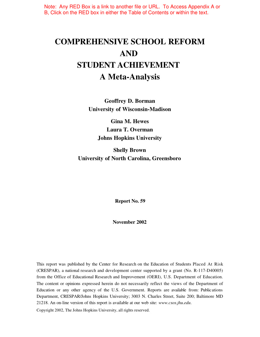 research topics on school reform