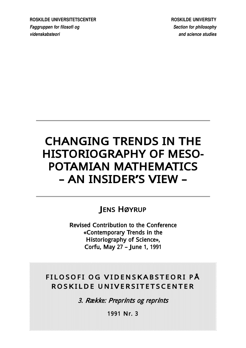 PDF) Changing Trends in the Historiography of Mathematics: An Insider's View