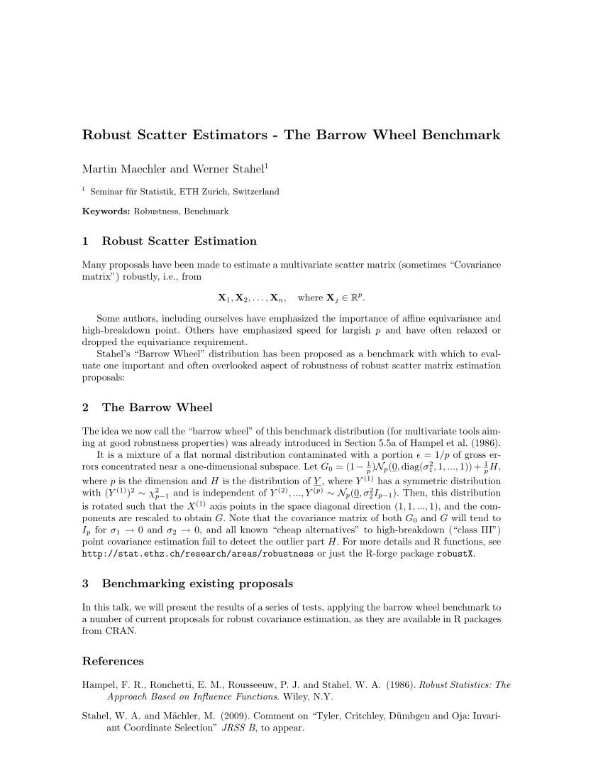 PDF Robust Scatter Estimators The Barrow Wheel Benchmark