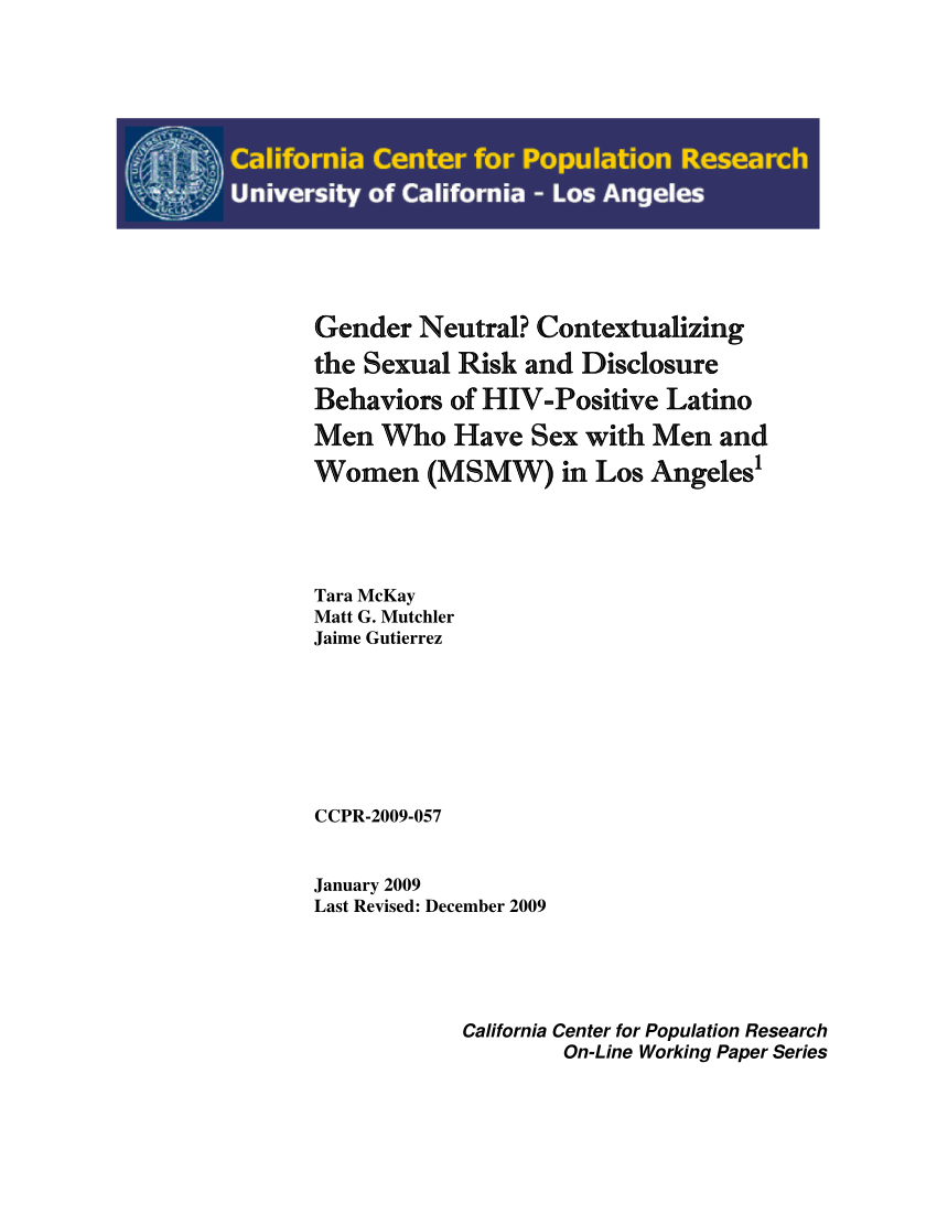 Pdf Gender Neutral Contextualizing The Sexual Risk And Disclosure