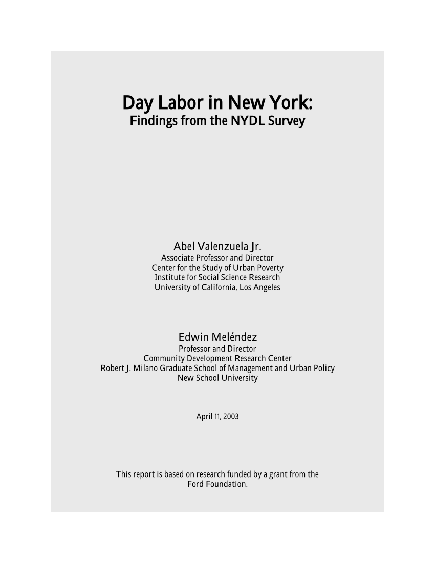 PDF) Day Labor in New York: Findings from the NYDL Survey