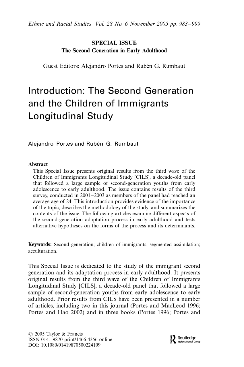 Samarbejde Slumkvarter Lighed PDF) Introduction: The Second Generation and the Children of Immigrants  Longitudinal Study