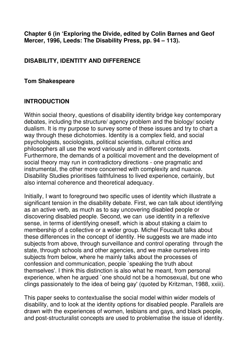 disability and identity essay