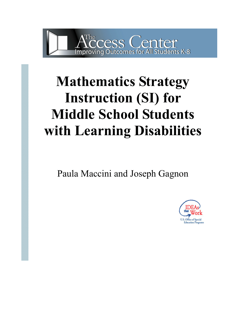 Pdf Mathematics Strategy Instruction Si For Middle