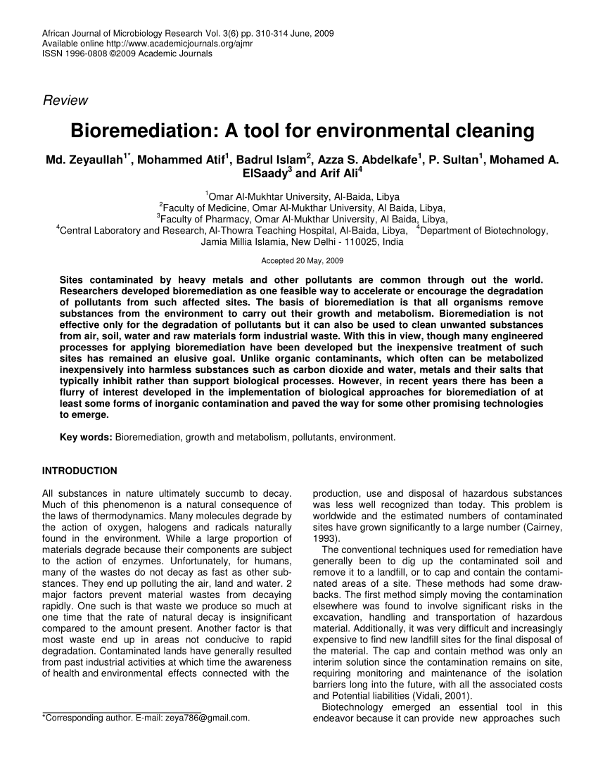 research papers on bioremediation
