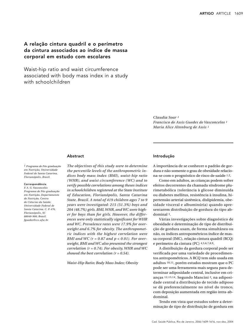 PDF) A relação cintura quadril e o perímetro da cintura associados
