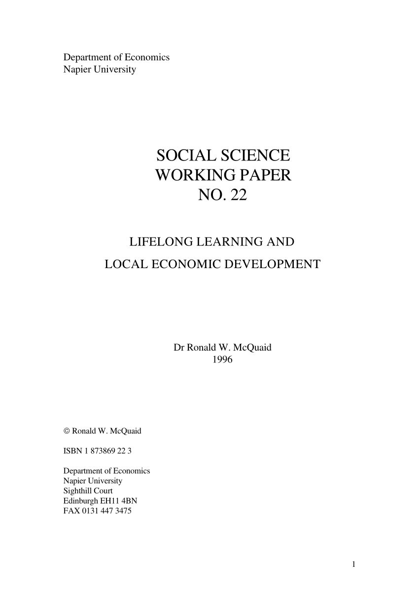 local economic development research paper