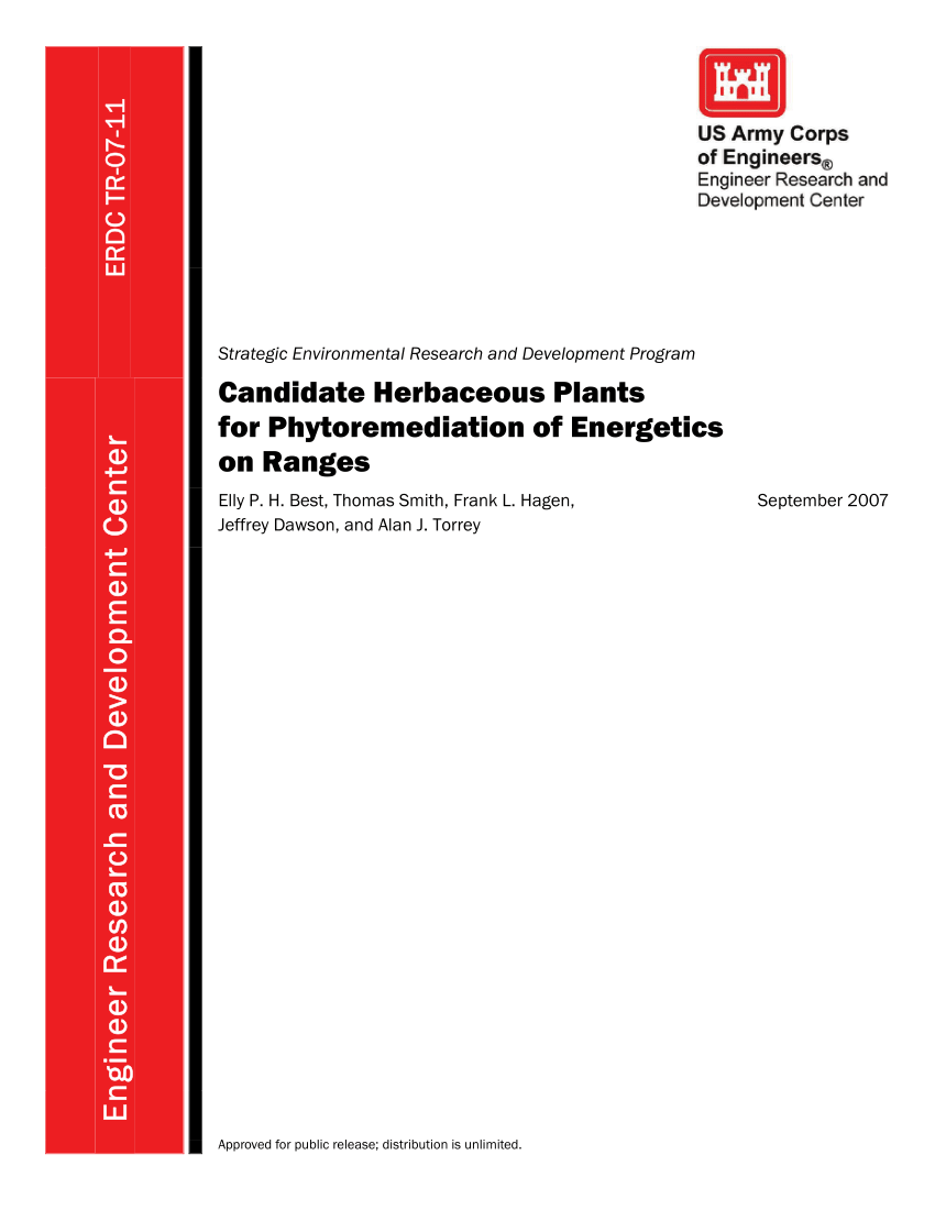 (PDF) Candidate Herbaceous Plants for Phytoremediation of Energetics on ...