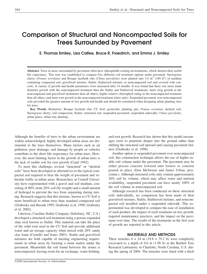 Pdf Comparison Of Structural And Noncompacted Soils For Trees Surrounded By Pavement