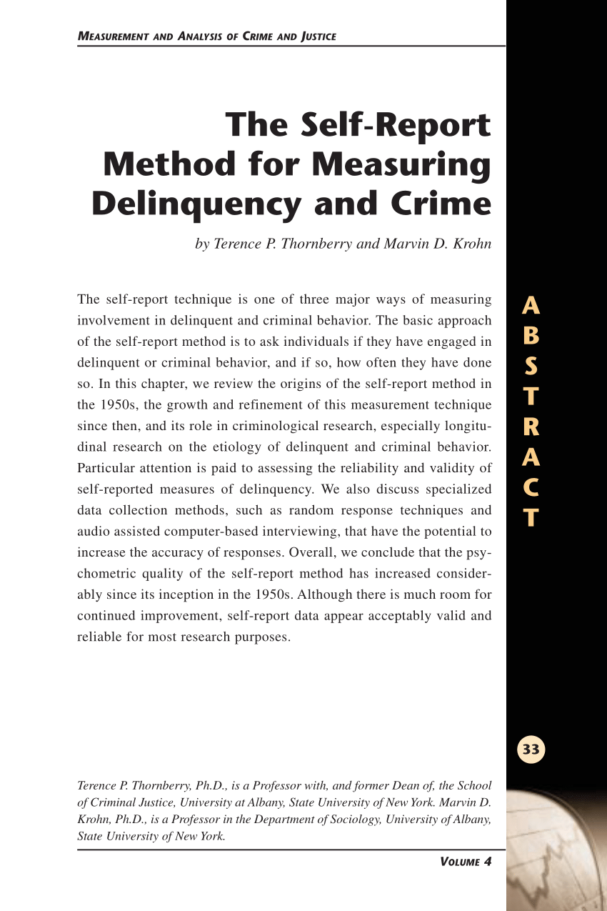 PDF) The Self-Report Method for Measuring Delinquency and Crime