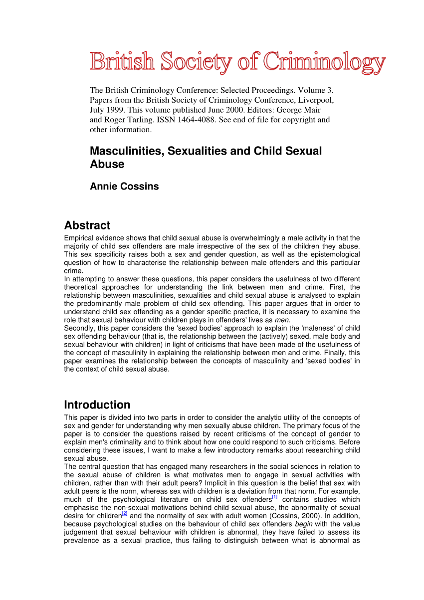 PDF) Masculinities, Sexualities and Child Sexual Abuse