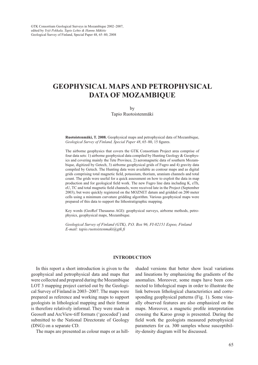 PDF) Geophysical maps and petrophysical data of Mozambique