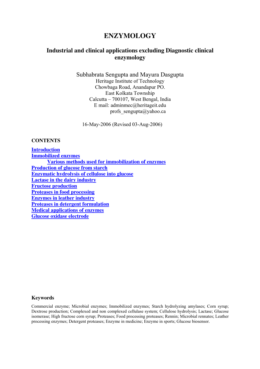 Research topics in enzymology