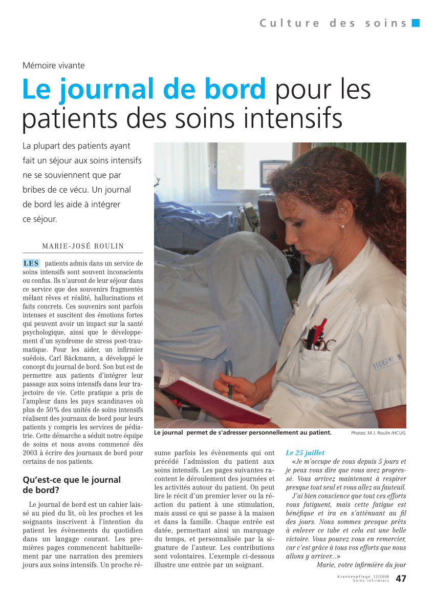 (PDF) Le journal de bord à l'intention des patients de soins intensifs