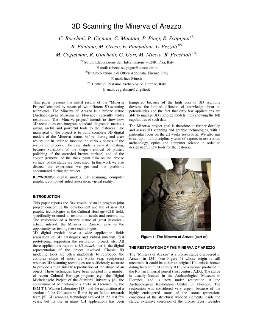 PDF 3D Scanning the Minerva of Arezzo