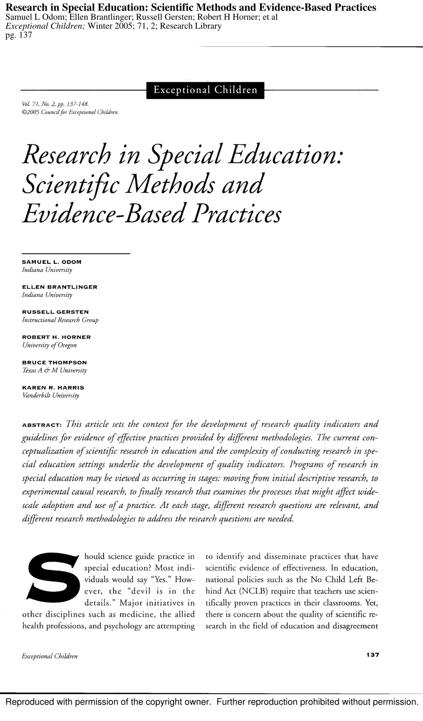 research studies in special education