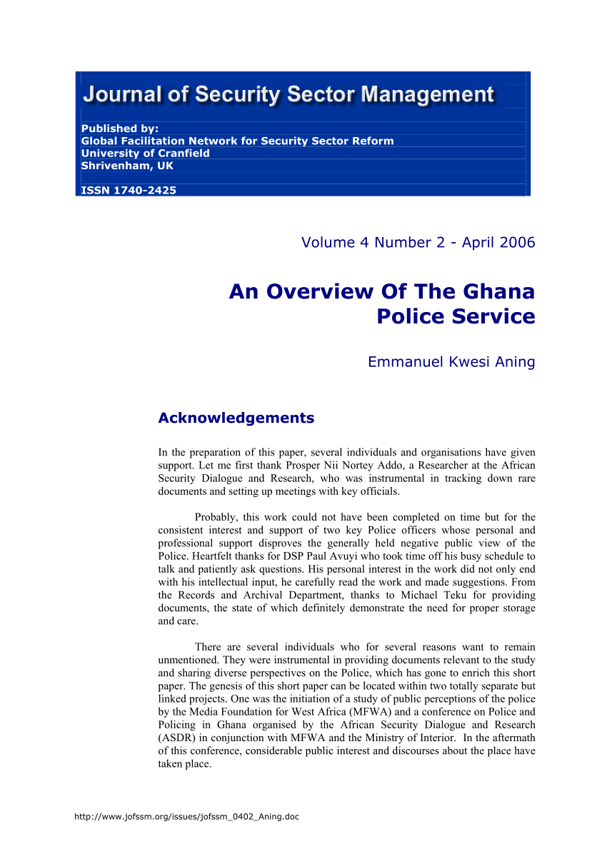 PDF) An Overview Of The Ghana Police Service