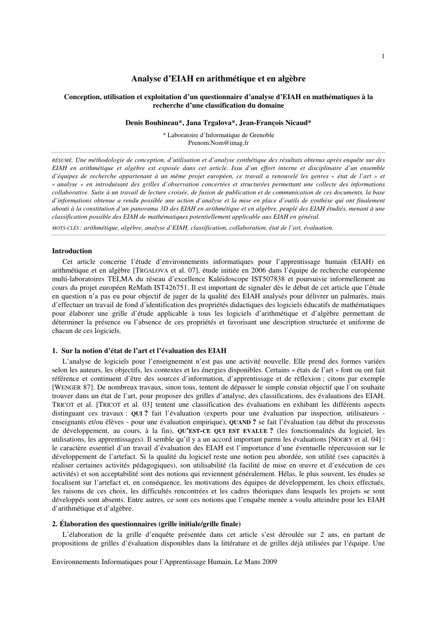 pdf  analyse d u0026 39 eiah en arithm u00e9tique et en alg u00e8bre conception  utilisation et exploitation d u0026 39 un