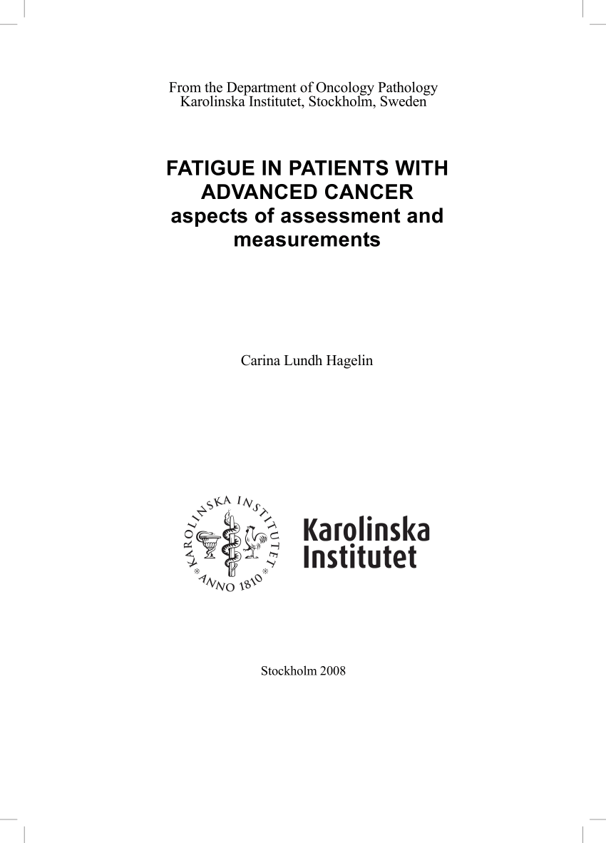 PDF) FATIGUE IN PATIENTS ADVANCED CANCER aspects of assessment and measurements