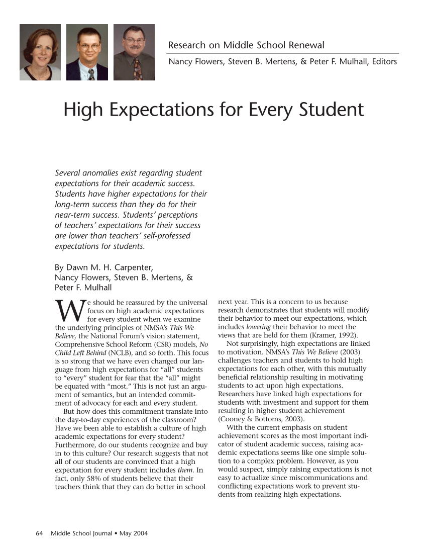 high expectations essay