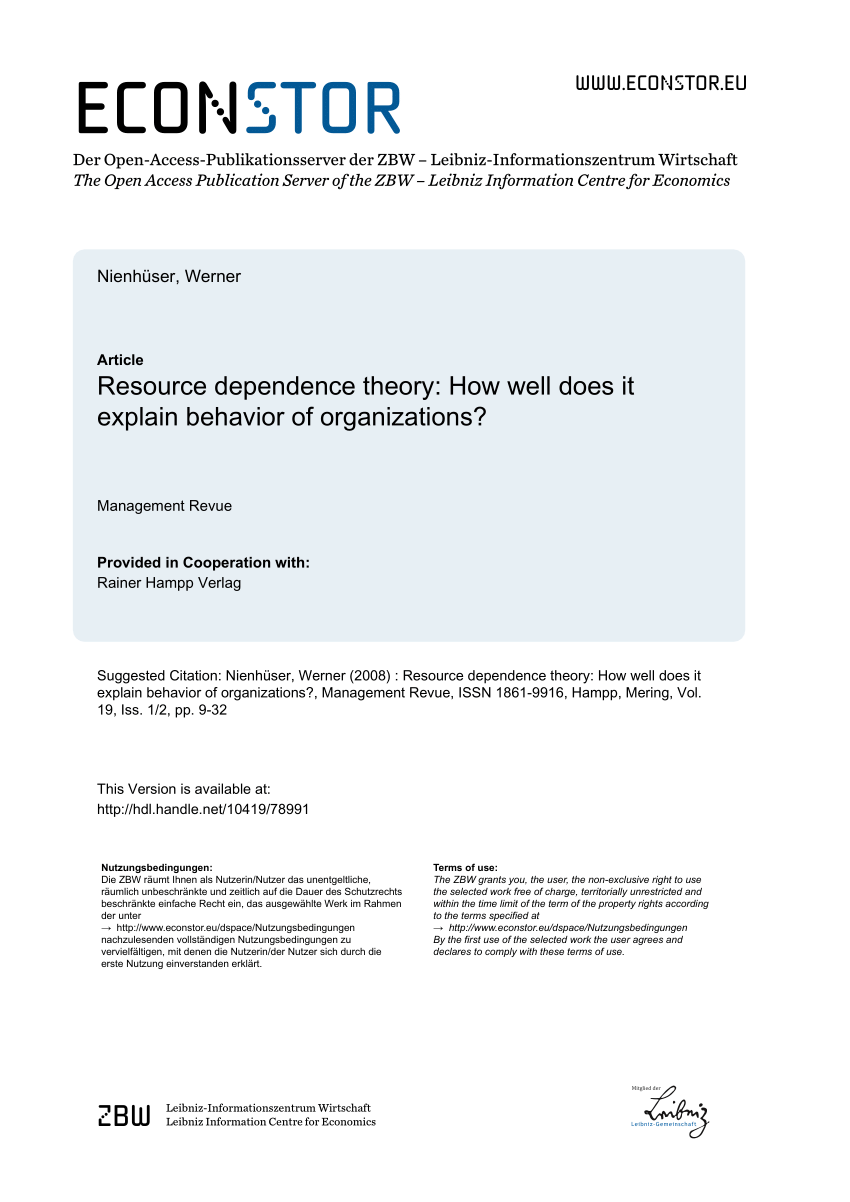 case study resource dependence theory