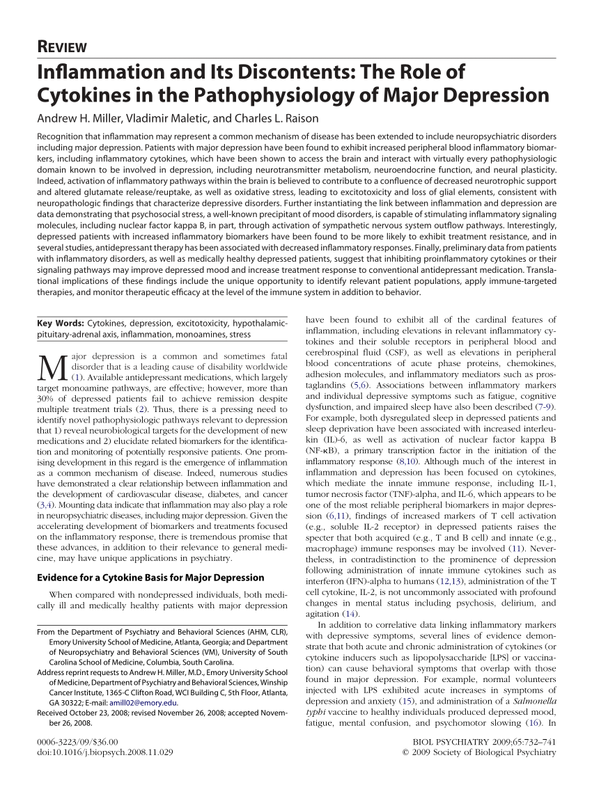 (PDF) Immune System Contributions to the Pathophysiology of Depression