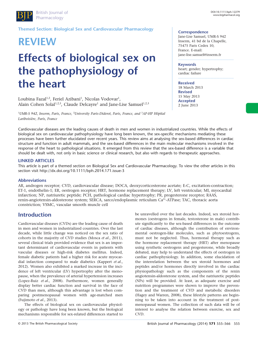 Pdf Impact Of Biological Sex On Pathophysiology Of The Heart 9435