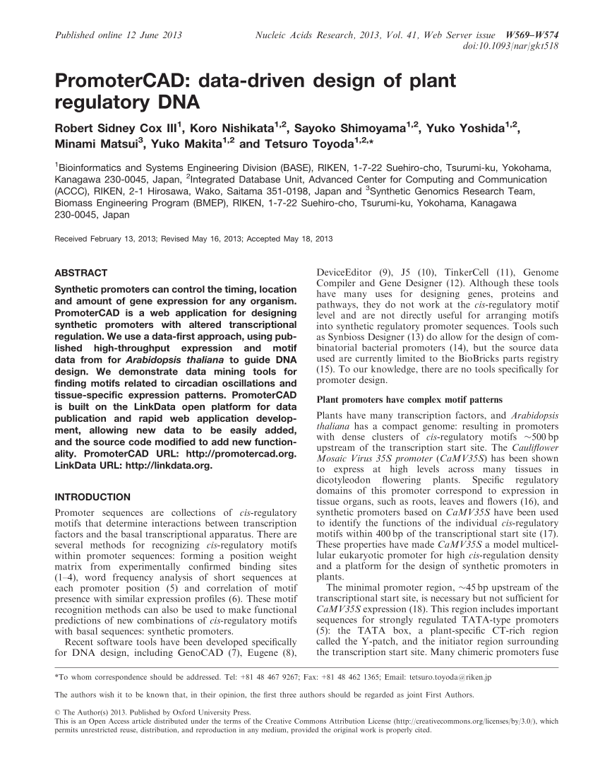 (PDF) PromoterCAD: Data-driven design of plant regulatory DNA on Plant Driven Design
 id=96300