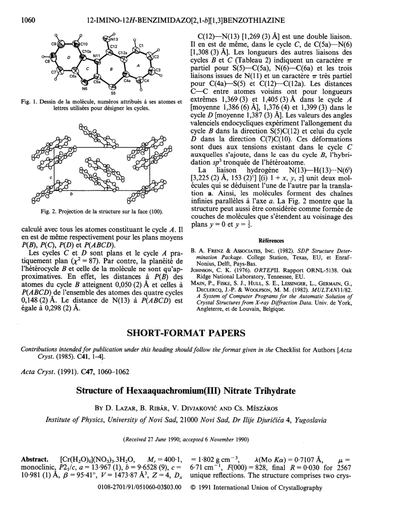 Pdf Structure Of Hexaaquachromium Iii Nitrate Trihydrate