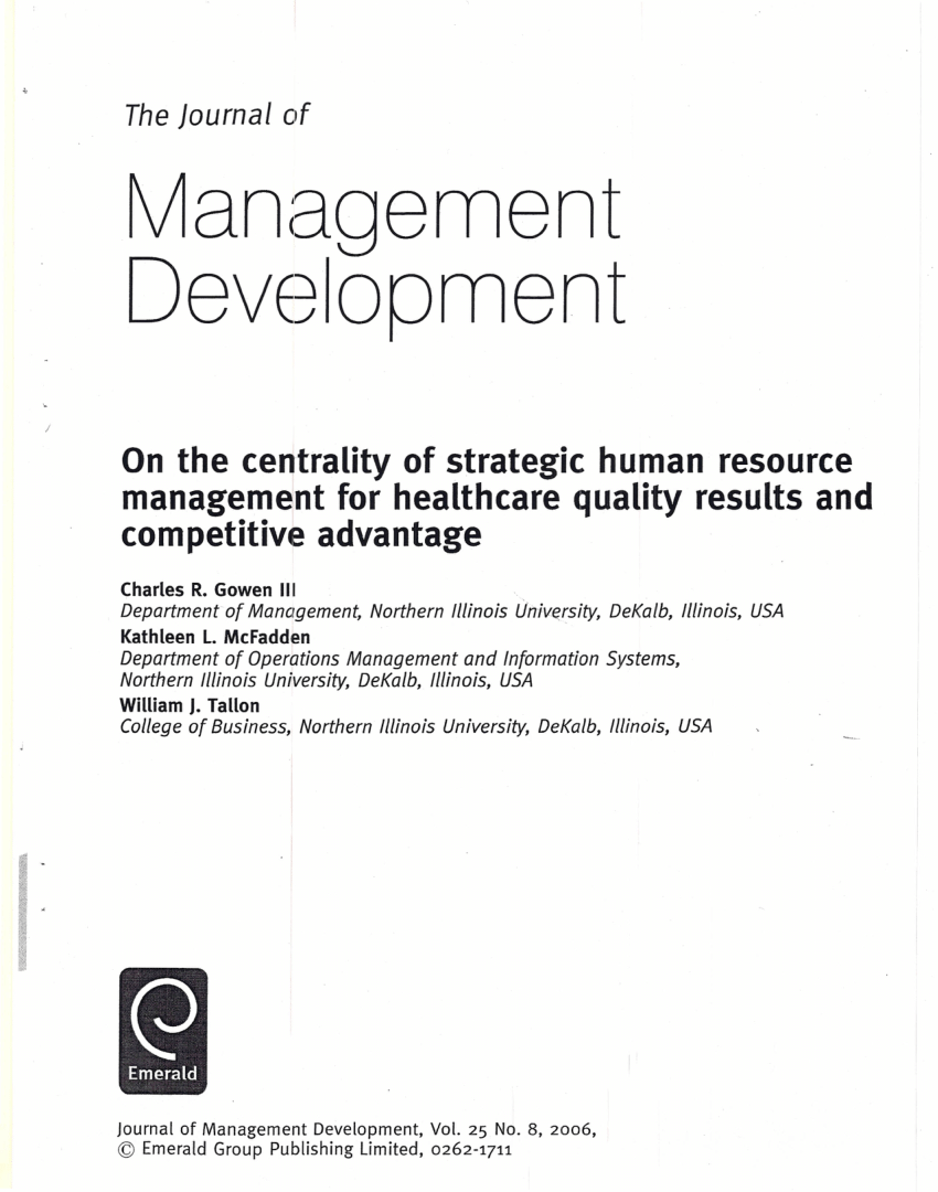 Pdf On The Centrality Of Strategic Human Resource Management For