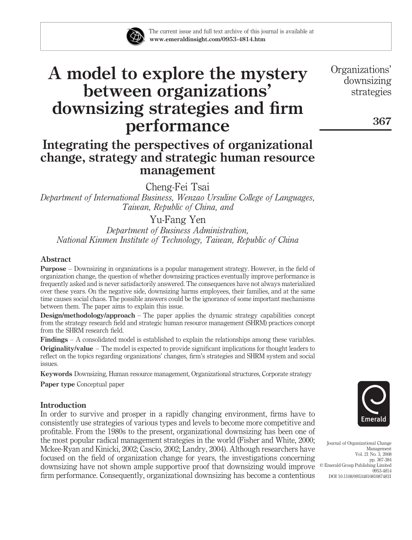 organization downsizing research paper