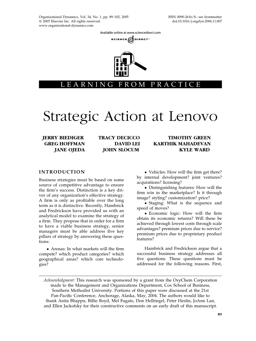 strategic objectives of lenovo