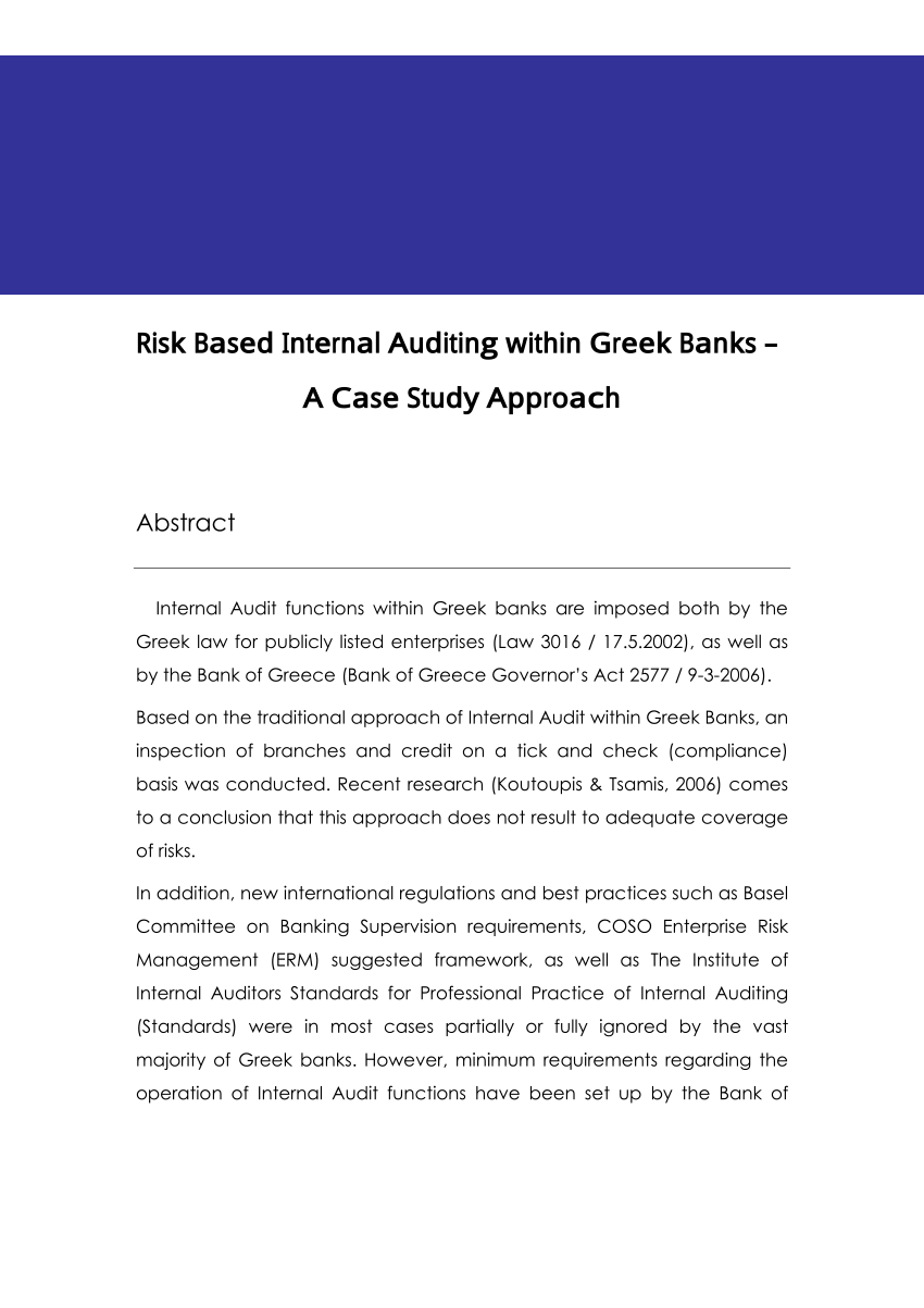 (PDF) Risk based internal auditing within Greek banks A case study
