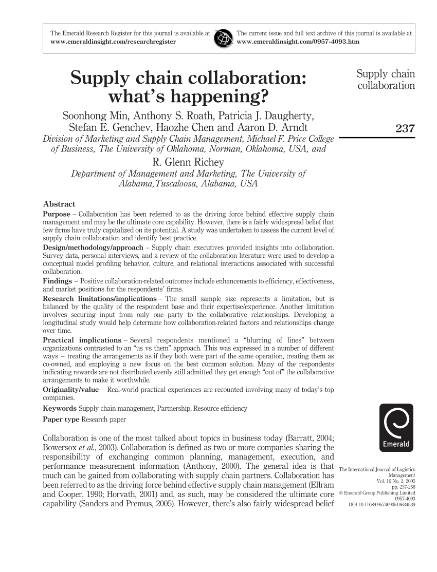 factors affecting collaboration in supply chain a literature review