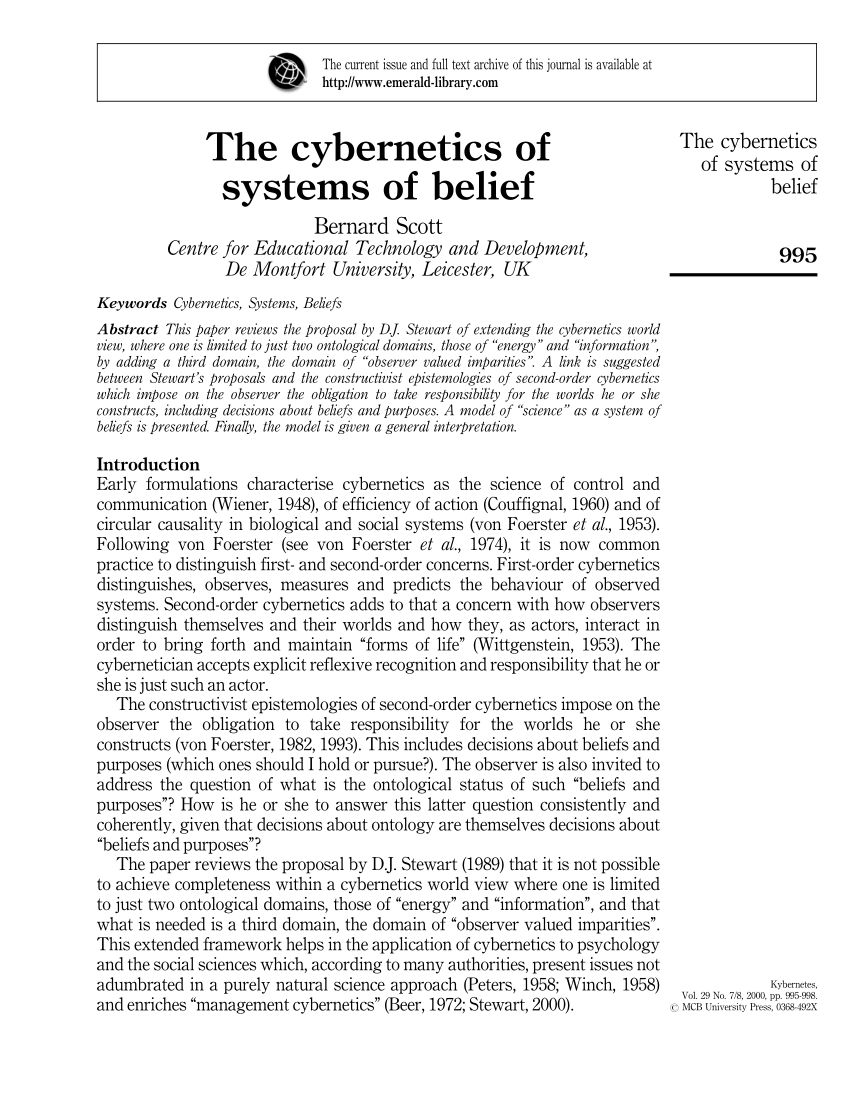 Socio cybernetic study of god and the world system