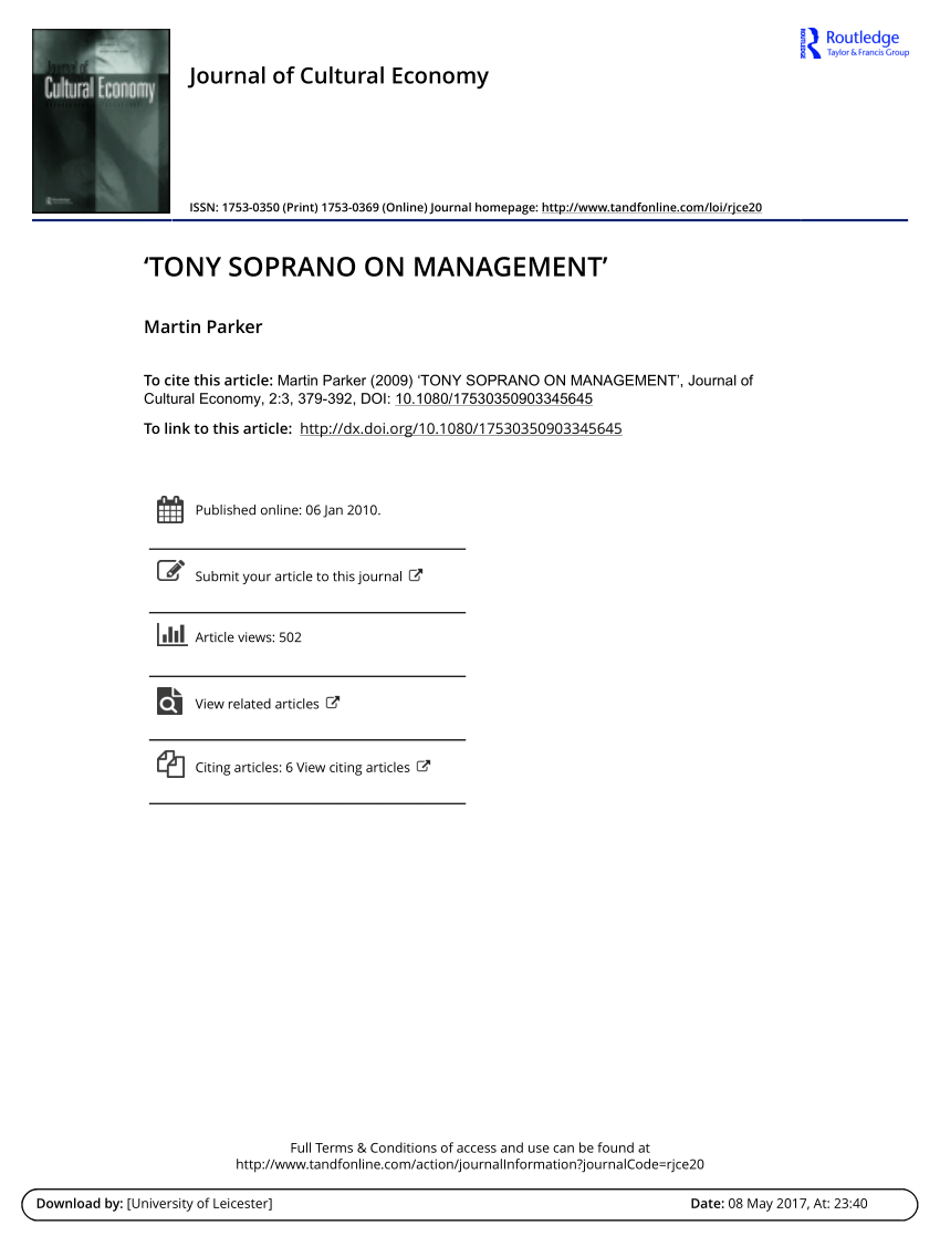 Pdf Tony Soprano On Management