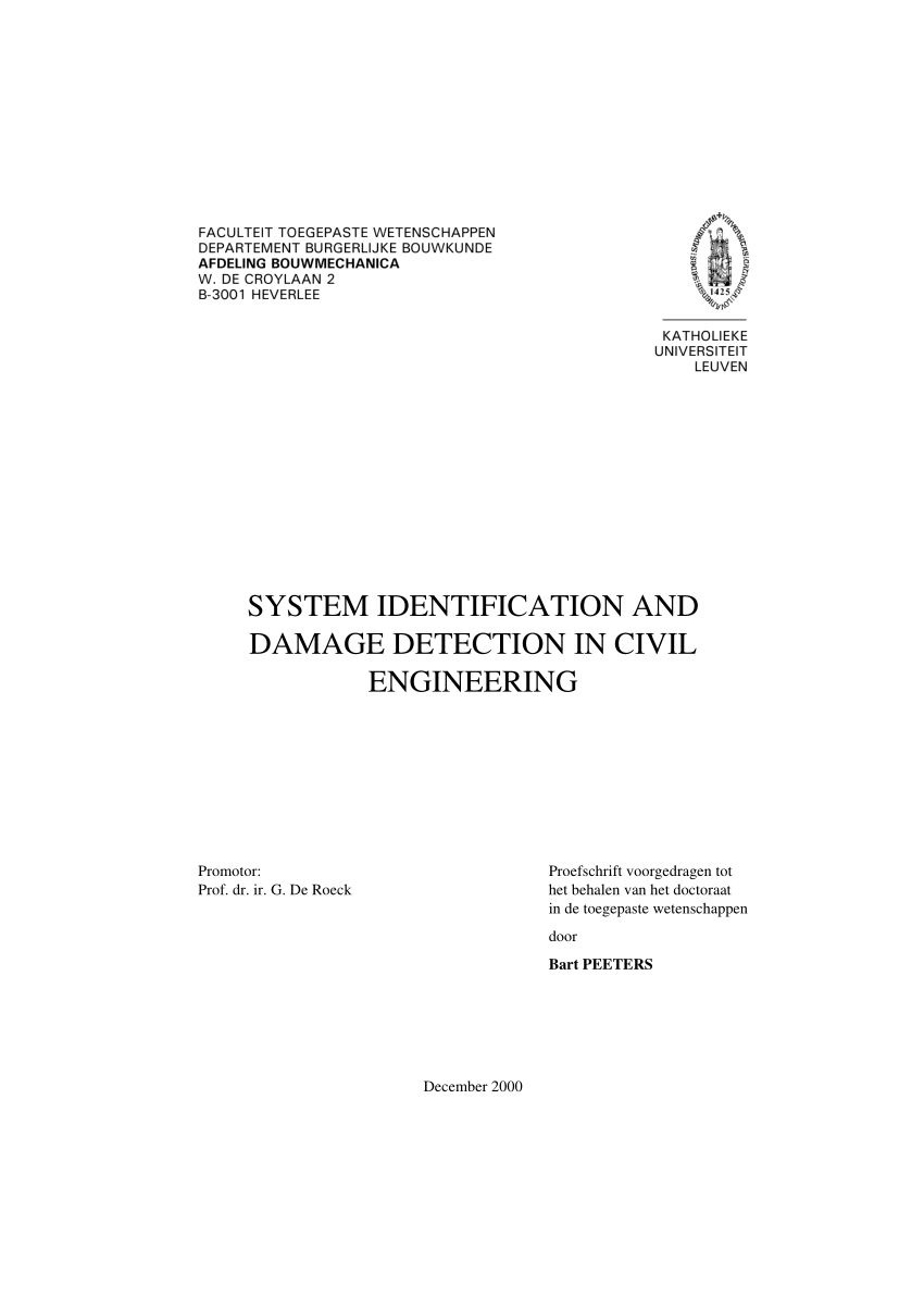 Pdf System Identification And Damage Detection In Civil Engineering