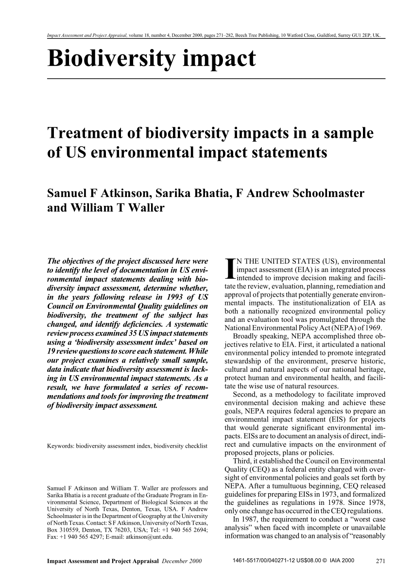 biodiversity loss thesis statement