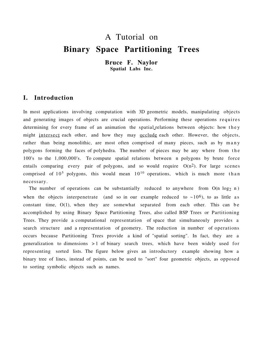 PDF) A Tutorial on Binary Space Partitioning Trees