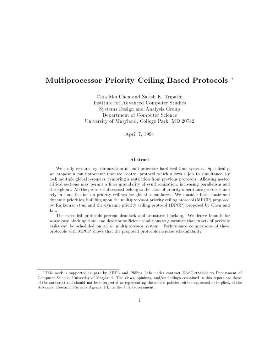 Pdf Multiprocessor Priority Ceiling Based Protocols